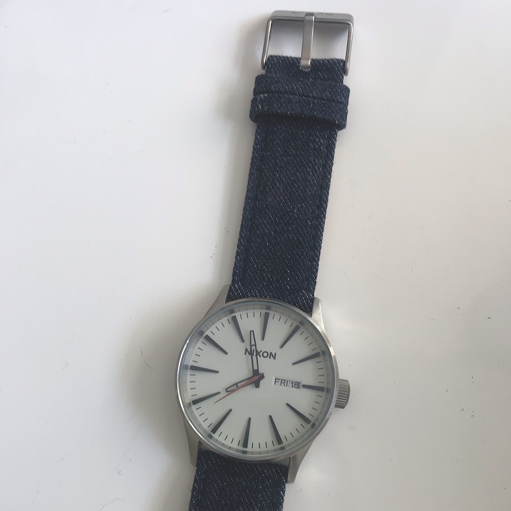 Nixon Sentry Leather Denim Watch
